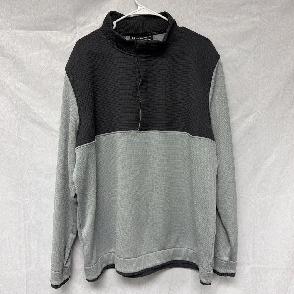 Under Armour Golf Coldgear Snap Pullover Loose Quarter Snap Black Gray Men's XXL